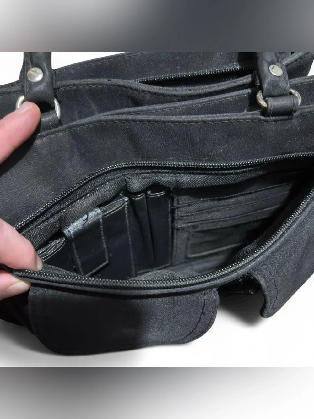 Y2K Vintage Black Double-Pocket Small Top Handle Handbag Purse